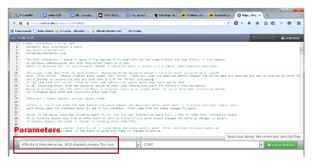 CodebenderWithBI script and parameters