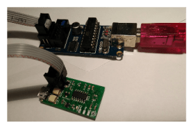 ISP programmer connected to BI board